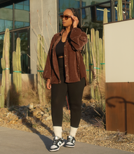 Load image into Gallery viewer, Fringe Button Down Shacket(Chocolate Brown)