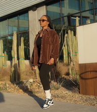 Load image into Gallery viewer, Fringe Button Down Shacket(Chocolate Brown)