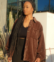 Load image into Gallery viewer, Fringe Button Down Shacket(Chocolate Brown)