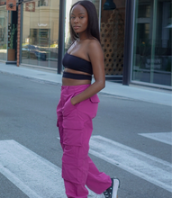 Load image into Gallery viewer, Ready To Roll Cargo Pants(Magenta)