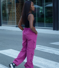 Load image into Gallery viewer, Ready To Roll Cargo Pants(Magenta)