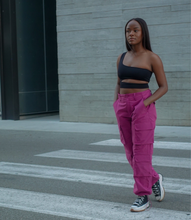 Load image into Gallery viewer, Ready To Roll Cargo Pants(Magenta)