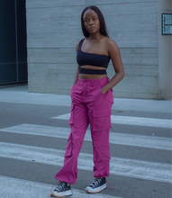 Load image into Gallery viewer, Ready To Roll Cargo Pants(Magenta)