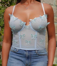 Load image into Gallery viewer, Brielle 3D Butterfly Mesh Top(Blue)