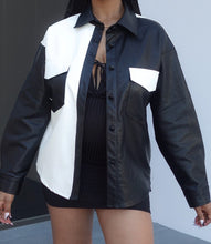 Load image into Gallery viewer, Spotlight Colorblock Leather Shacket(Black/White)