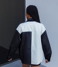 Load image into Gallery viewer, Spotlight Colorblock Leather Shacket(Black/White)