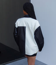 Load image into Gallery viewer, Spotlight Colorblock Leather Shacket(Black/White)