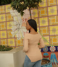 Load image into Gallery viewer, Ribbed Square Neck Sweater Top(Taupe)