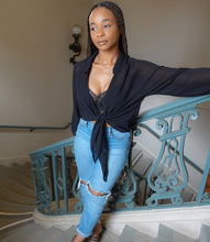 Load image into Gallery viewer, Secrets Out Wrap Top(Black)