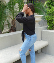 Load image into Gallery viewer, Secrets Out Wrap Top(Black)