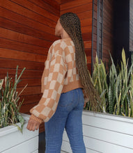 Load image into Gallery viewer, Check Mate Knitted Cardigan(Camel/Tan)