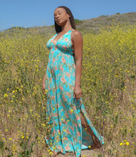 Load image into Gallery viewer, Field Of Gold Floral Maxi Dress(Lake Blue)
