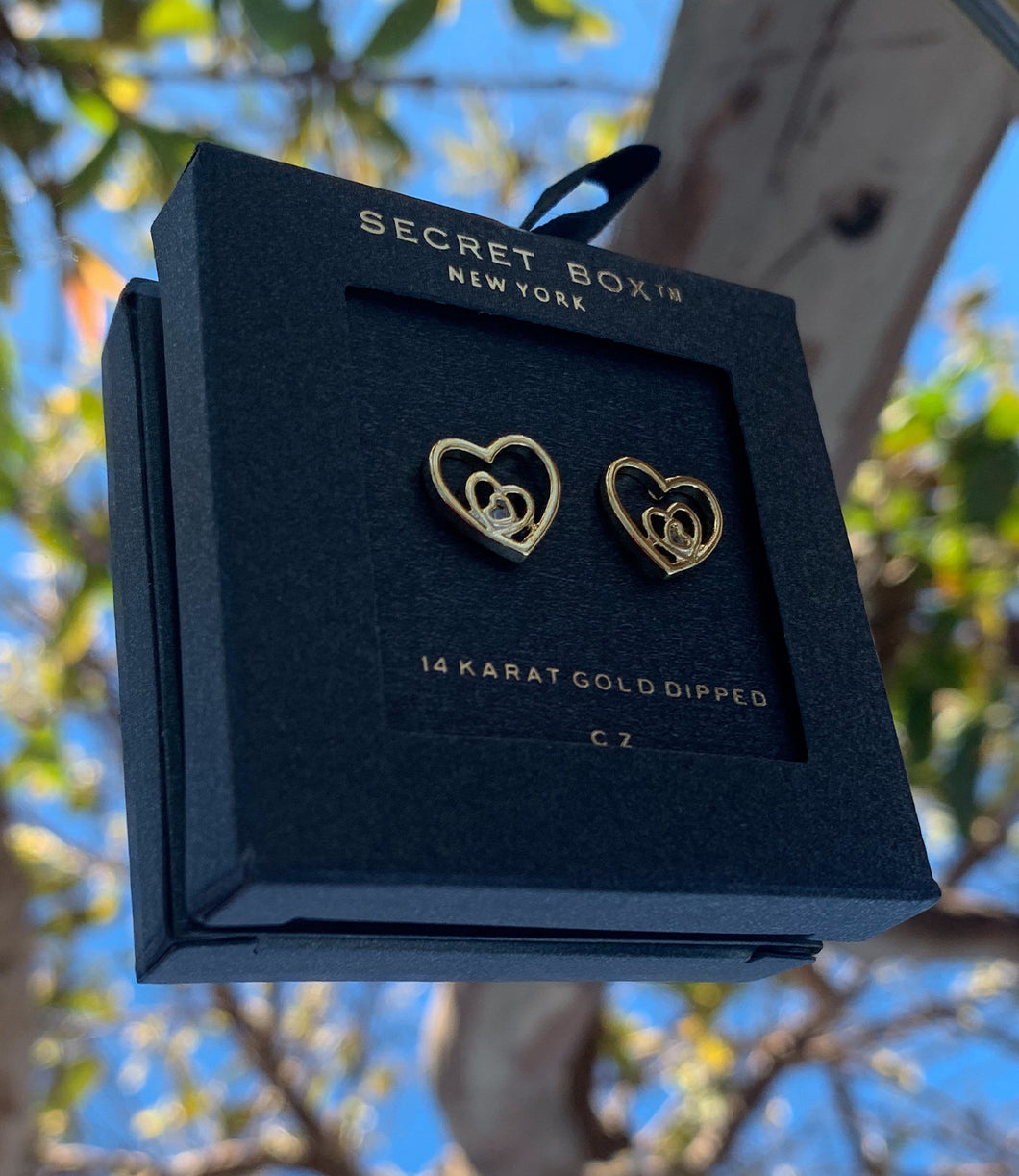 Double Heart Earrings(Gold)