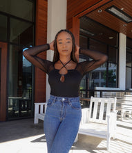 Load image into Gallery viewer, Concert Night Mesh Sleeve Bodysuit(Black)