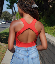 Load image into Gallery viewer, Kayli Open Back Ribbed Top(Red)

