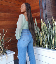 Load image into Gallery viewer, Fairytale Mesh Sleeve Top(Sage)