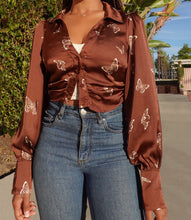 Load image into Gallery viewer, Satin Butterfly Top(Brown)