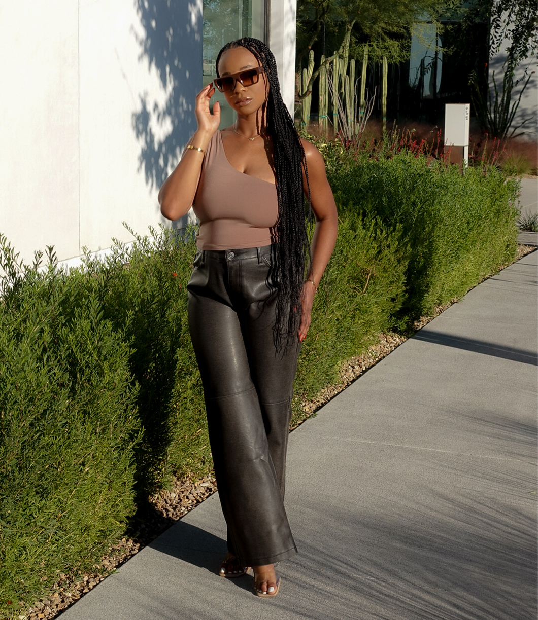 Upscale Urban Timeless Leather Pants( Washed Black)