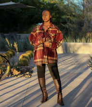 Load image into Gallery viewer, Bordeaux Bliss Shacket(Burgundy/Tan)
