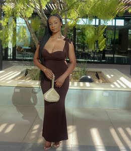 Embracing Elegance Maxi Dress(Rich Brown)