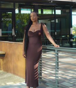 Embracing Elegance Maxi Dress(Rich Brown)