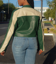 Load image into Gallery viewer, Ride With Me Motor Jacket(Green/Cream)
