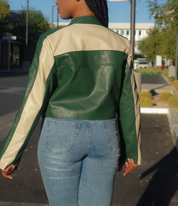 Ride With Me Motor Jacket(Green/Cream)