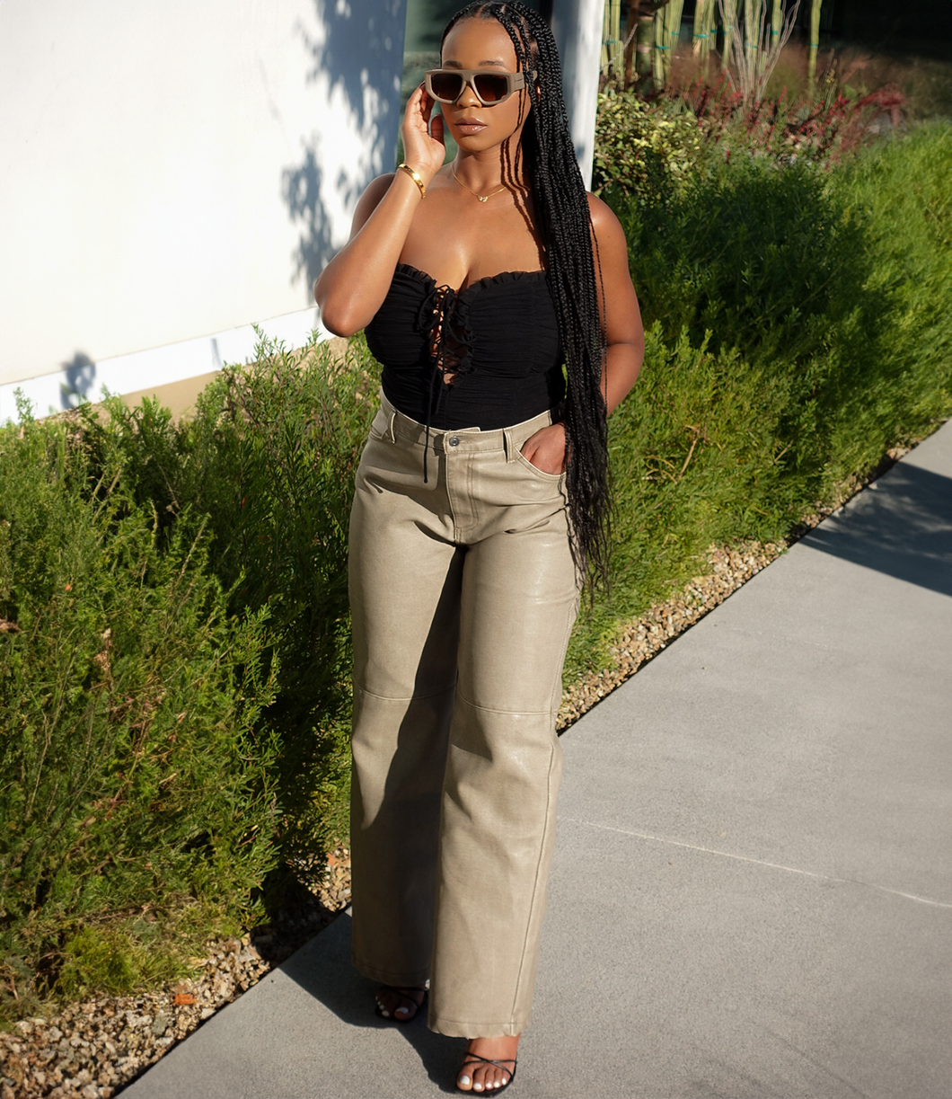Upscale Urban Timeless Leather Pants(Washed Taupe)