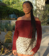 Load image into Gallery viewer, Merlot Muse Off Shoulder Fuzzy Sweater(Merlot)
