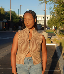 Urban Knitted Sweater Vest(Caramel)