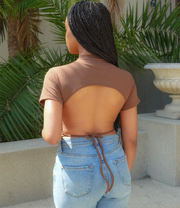 Backing Out Ribbed Top(Brown)