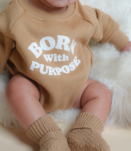 Baby "Born With Purpose" Onesie(Camel)