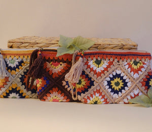 Handmade Crochet Tile Pouch(Hibiscus)