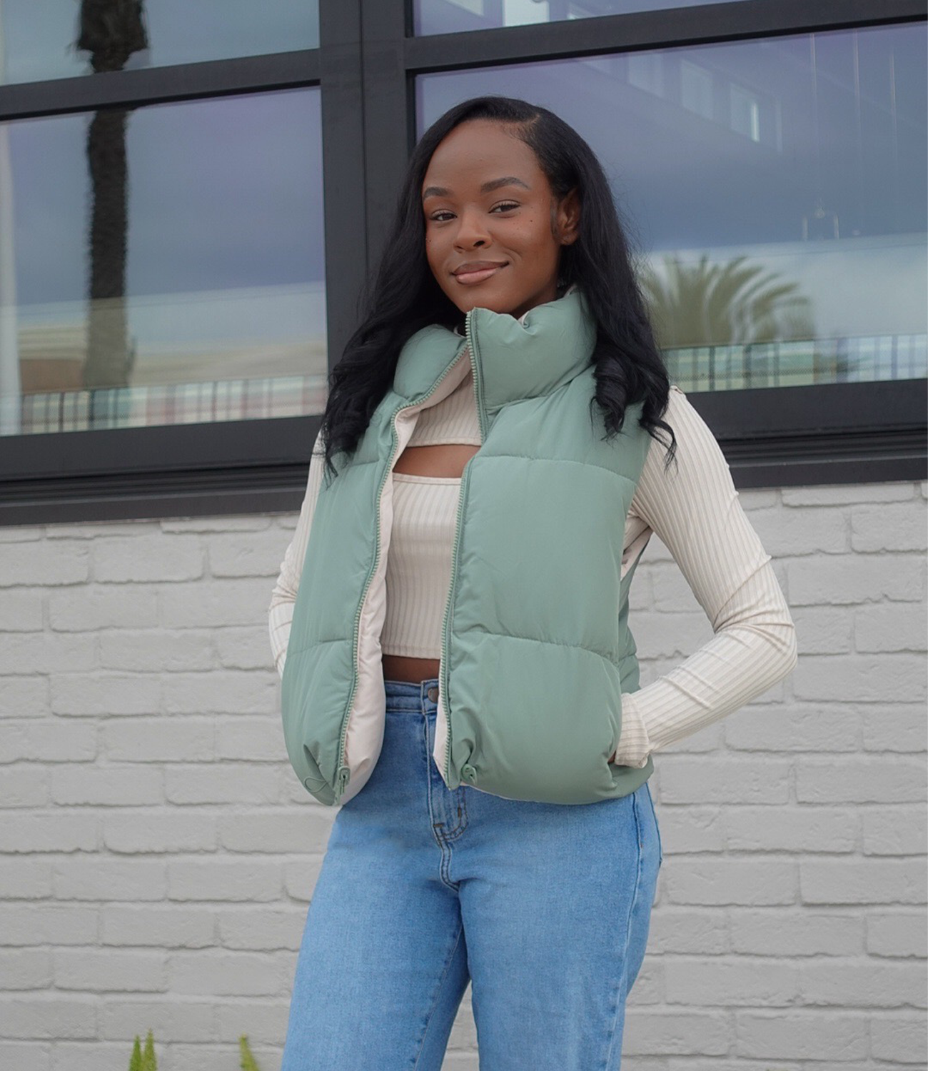 Reversible Puffer Vest(Olive/Cream) – MOUNTMARIAH Reversible Puffer Vest(Olive/Cream) – MOUNTMARIAH