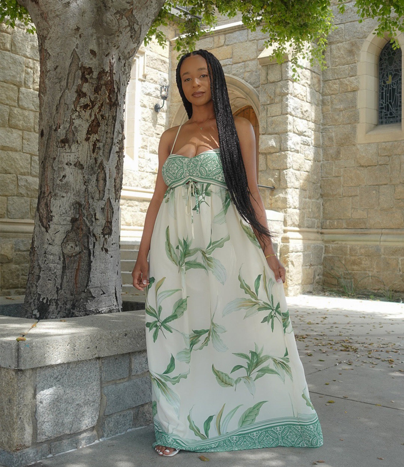 In The Jungle Floral Maxi Dress(Green/Ivory) MOUNTMARIAH In The Jungle Floral Maxi Dress(Green/Ivory) MOUNTMARIAH
