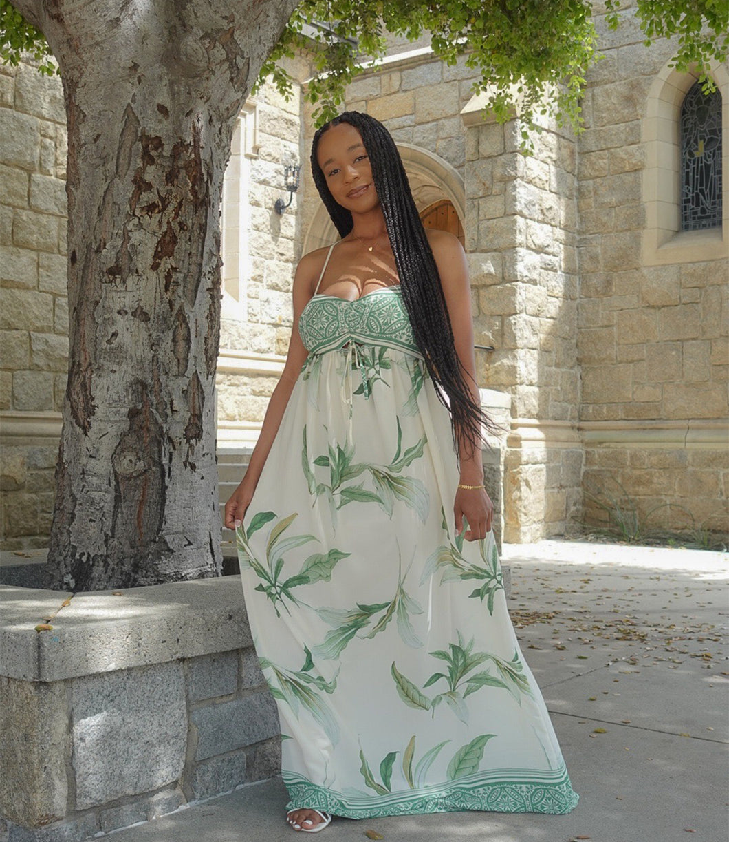 In The Jungle Floral Maxi Dress(Green/Ivory)