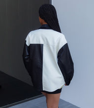Load image into Gallery viewer, Spotlight Colorblock Leather Shacket(Black/White)
