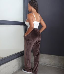Home For The Holidays Velour Pants(Dark Chocolate)