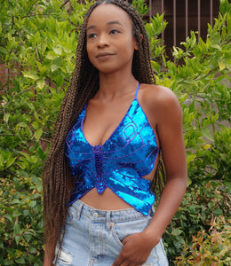 Social Butterfly Sequin Top(Blue)