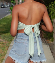 Load image into Gallery viewer, Ari Open Back Bow Tie Top(Sage)
