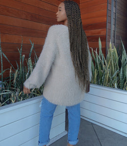 Perfect Touch Fuzzy Cardigan(Sand Grey)