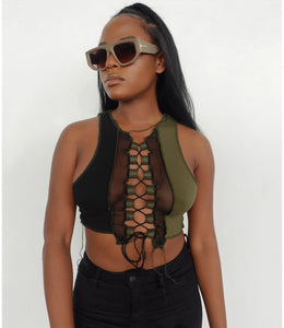 Shego Lace Up Top(Green/Black)