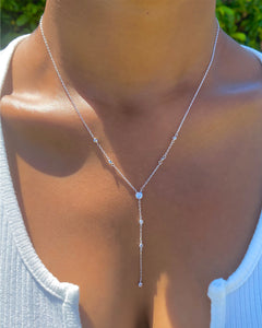 Studded "Y" Necklace(Silver)