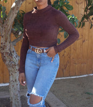 Load image into Gallery viewer, Norah Fuzzy Mock Neck Top(Chocolate)
