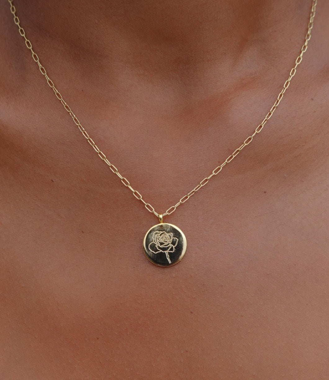 Rose Disk Necklace(Gold)