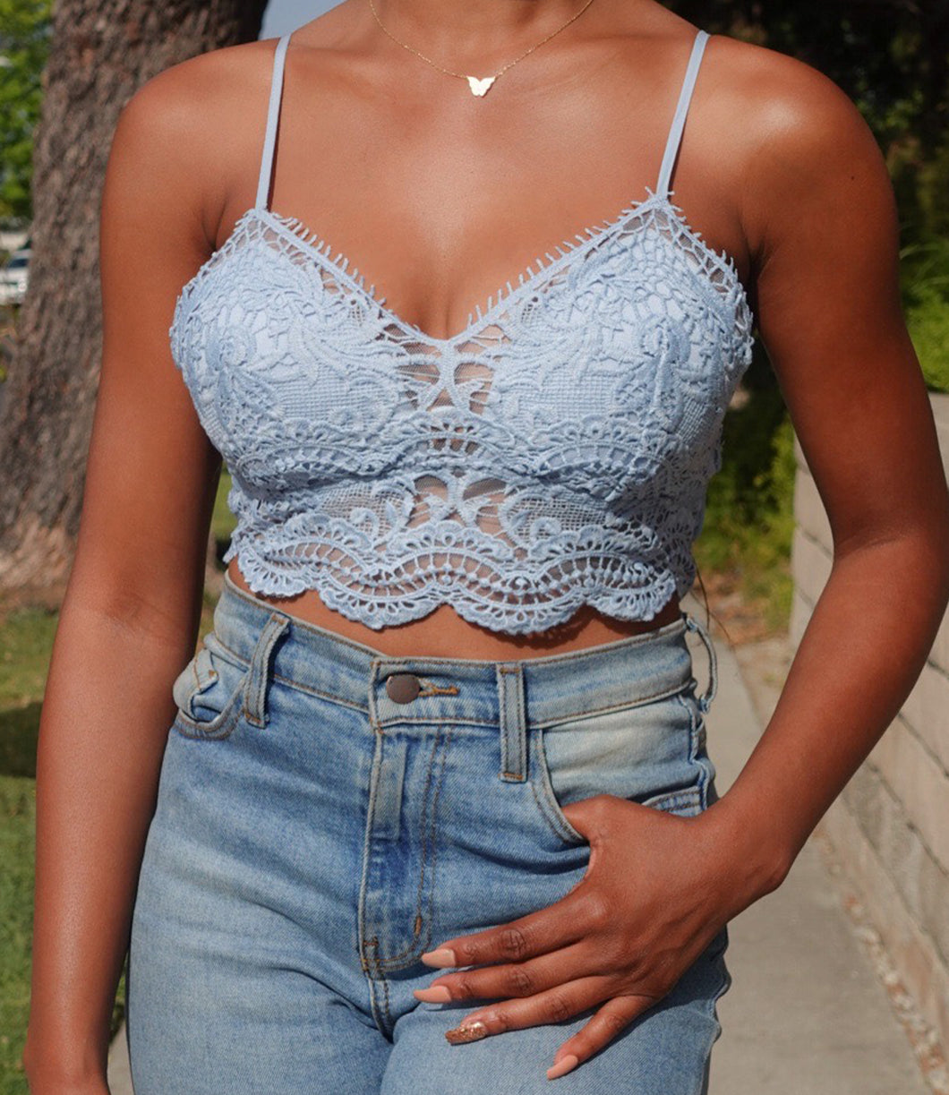 Everyday Lace Bralette Top(Blue)