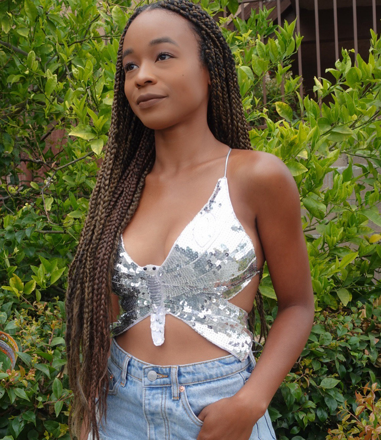 Social Butterfly Sequin Top(Silver) – MOUNTMARIAH